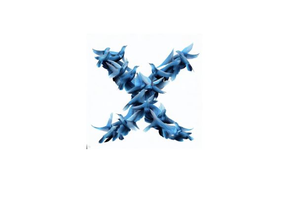 Image of an X made of blue birds