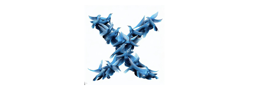 Image of an X made of blue birds