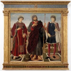 Saints Vincent, James the Lesser, and Eustace by the brothers Antonio and Piero del Pollaiolo (1466-67)