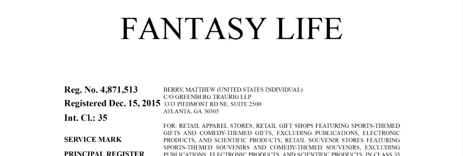 an image of the FANTASY LIFE Trademark Registration